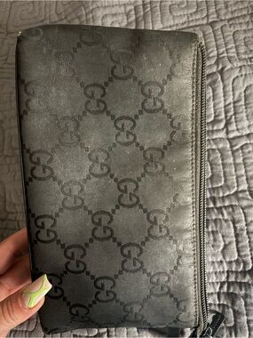 Gucci Black GG Monogram Zip-Around Wallet